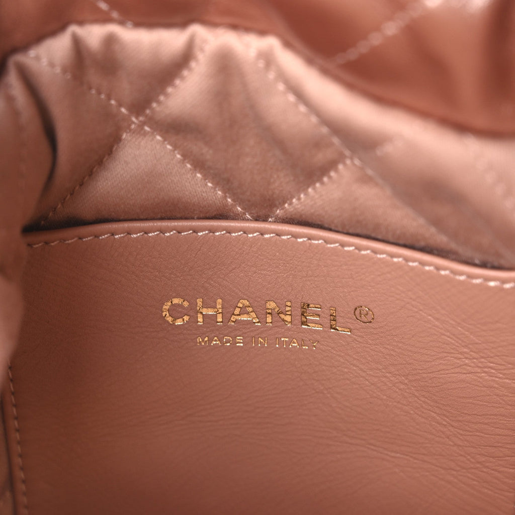 Metallic Calfskin Quilted Mini Chanel 22 Copper