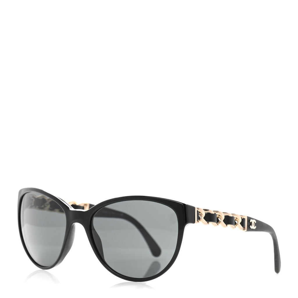 Cat Eye Chain Sunglasses 5215-Q Black