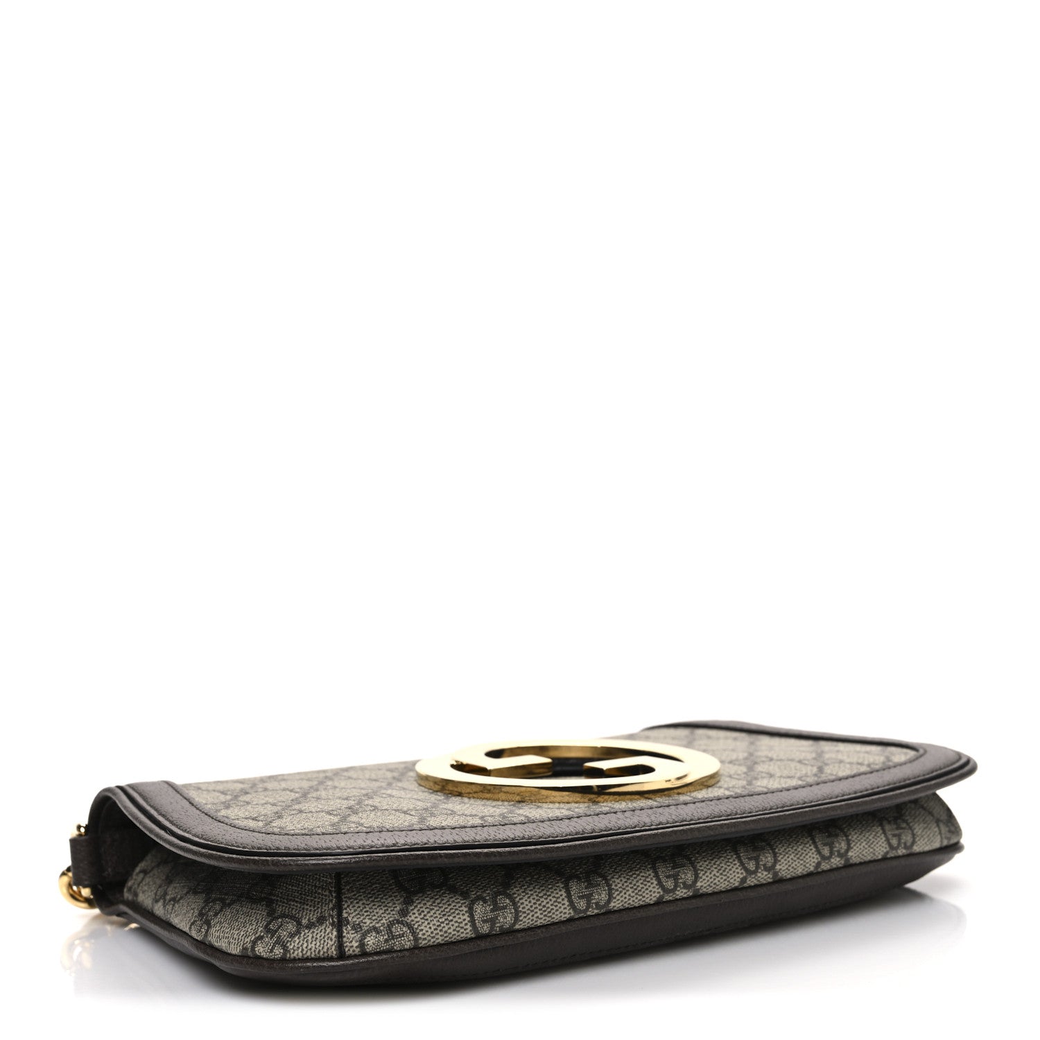 GG Supreme Monogram Textured Dollar Calfskin Blondie Chain Shoulder Flap Bag Beige Ebony New Acero