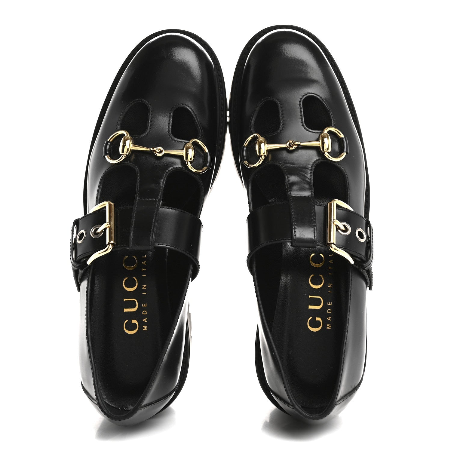 Calfskin Womens Horsebit Platform Chunky Lug Sole Mary Jane 40mm Loafers 38 Black