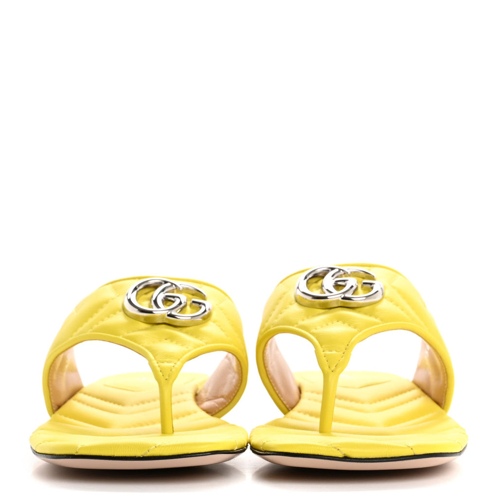 Nappa Charlotte Double G Marmont Thong Sandals 37.5 Acid Lime
