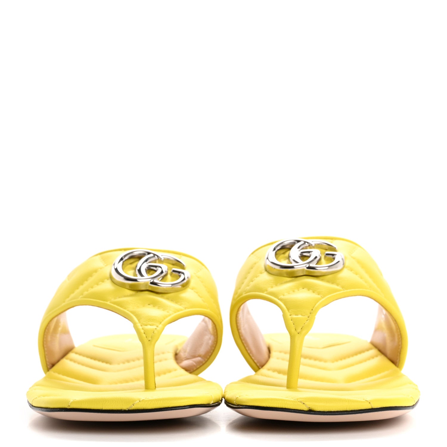 Nappa Charlotte Double G Marmont Thong Sandals 37.5 Acid Lime