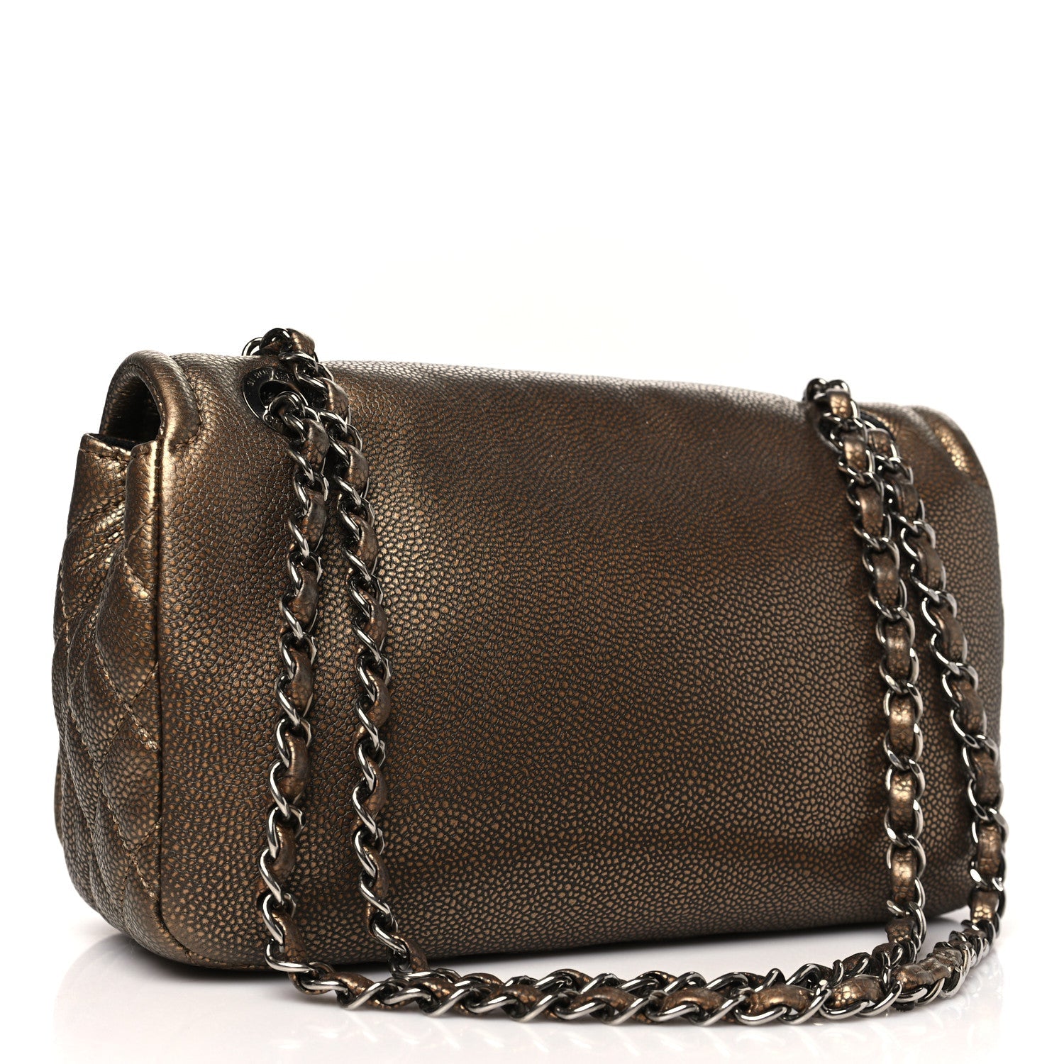 Metallic Caviar Medium Timeless CC Flap Bronze
