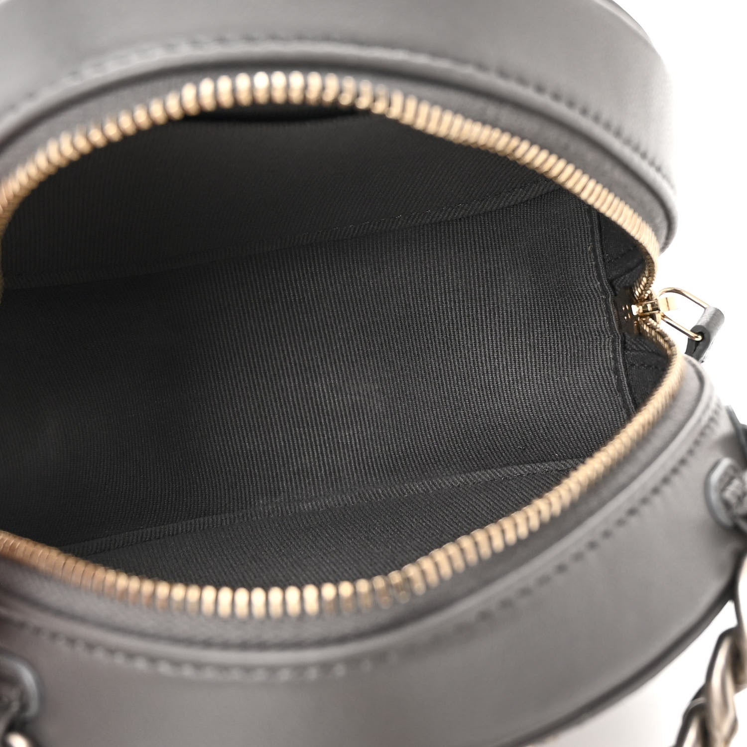 Lambskin Quilted Chanel 19 Round Clutch With Chain Grey