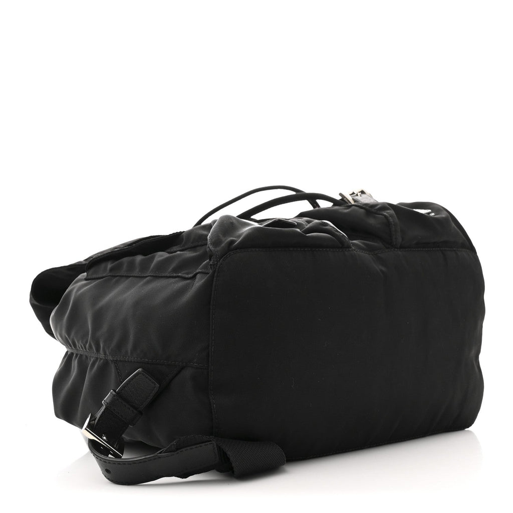 Nylon Vela Saffiano Medium Backpack Black