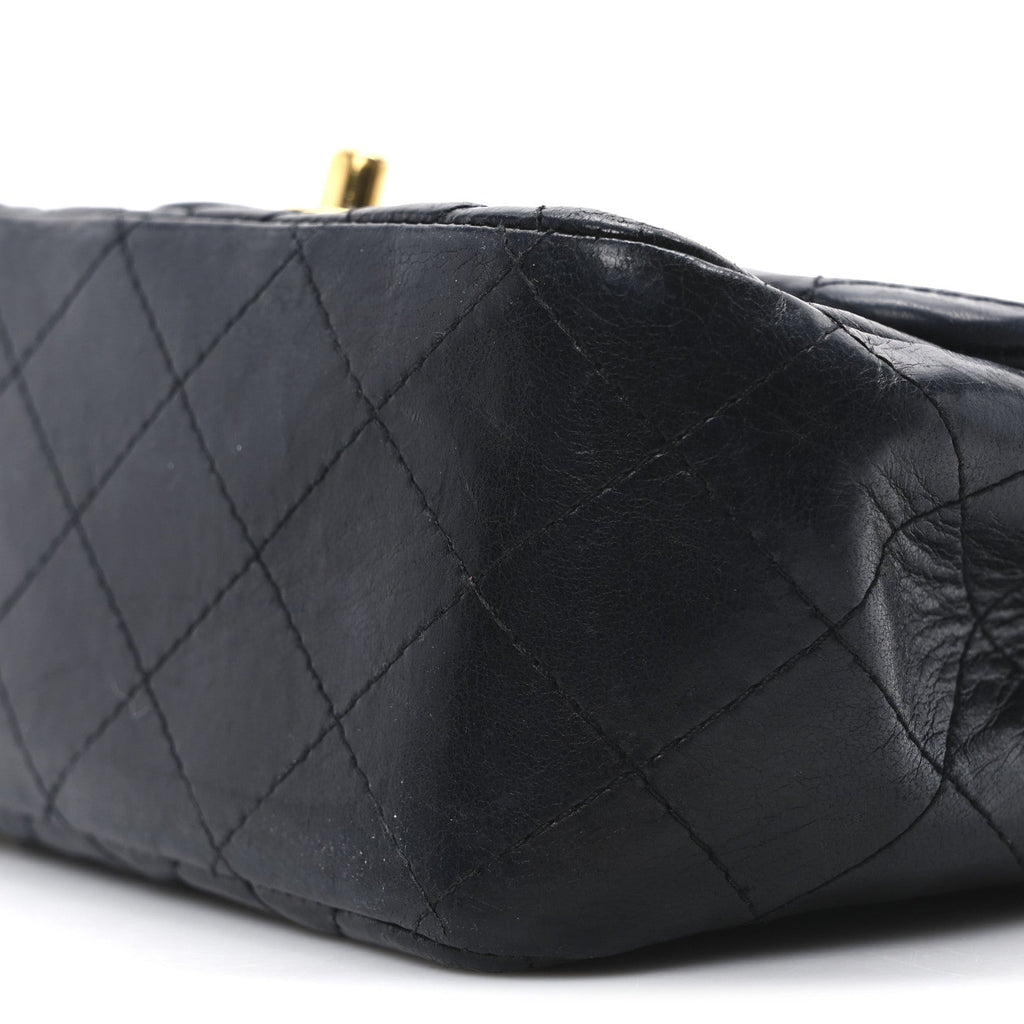 Lambskin Quilted Mini Square Flap Black