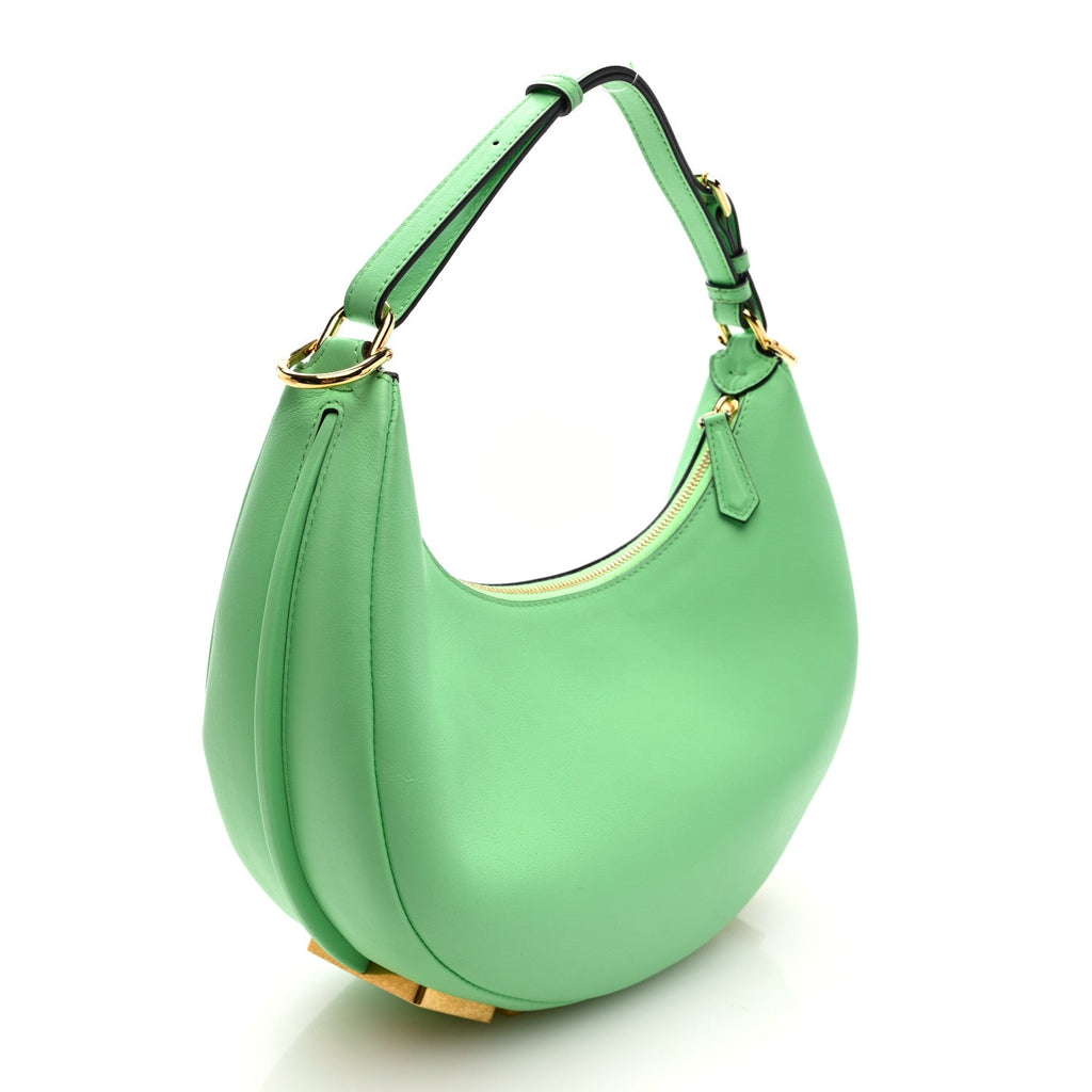 Vitello Grace Matte Small Fendigraphy Hobo Bag Edamame