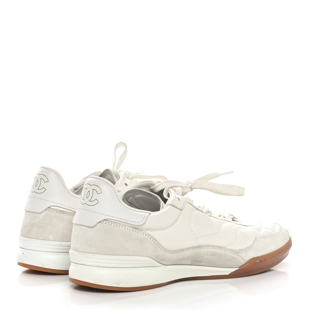 Suede Calfskin Quilted Sneakers 40 White