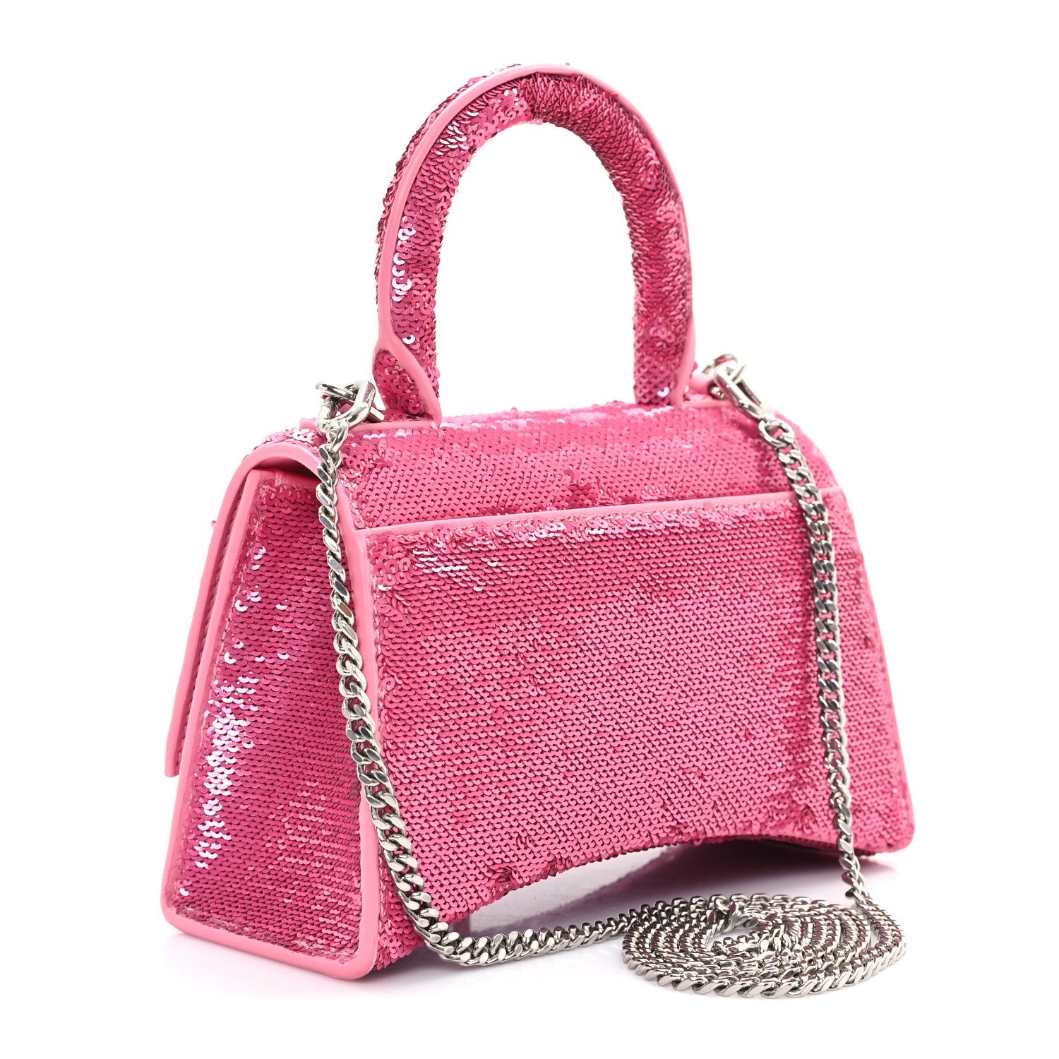 Sequin Hourglass Top Handle Bag XS Pink