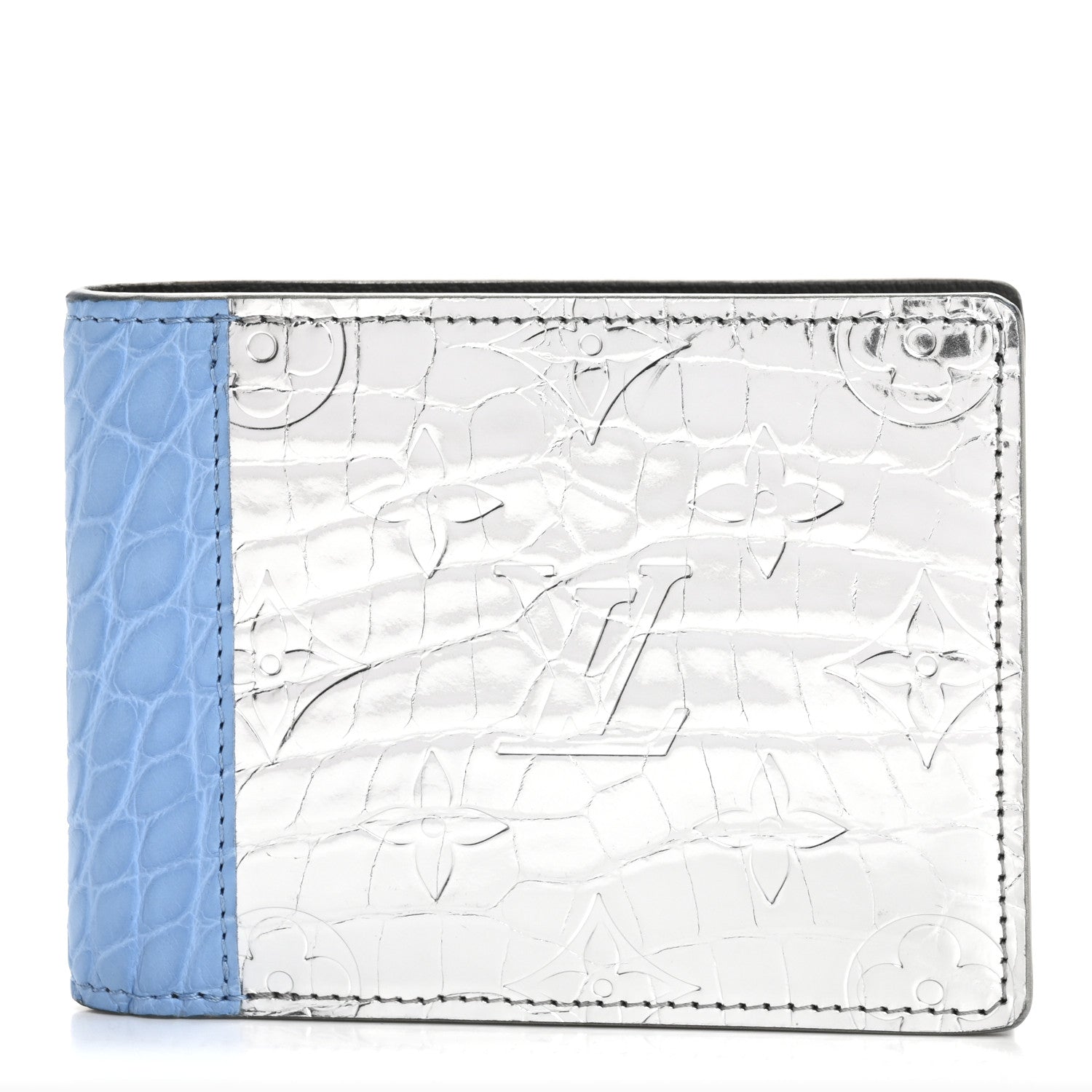 Metallic Alligator Multiple Wallet Blue