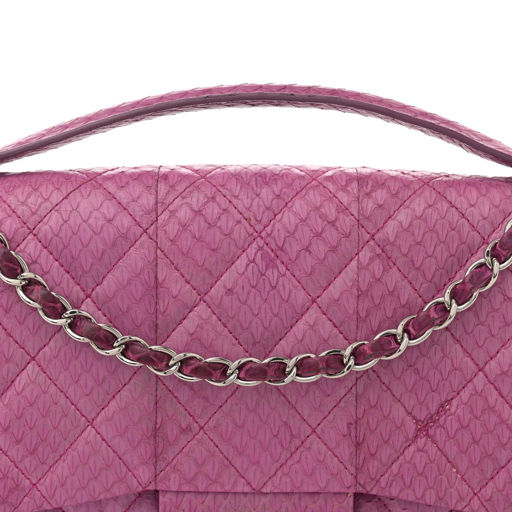 Elaphe Snakeskin Quilted Jumbo Easy Carry Flap Purple