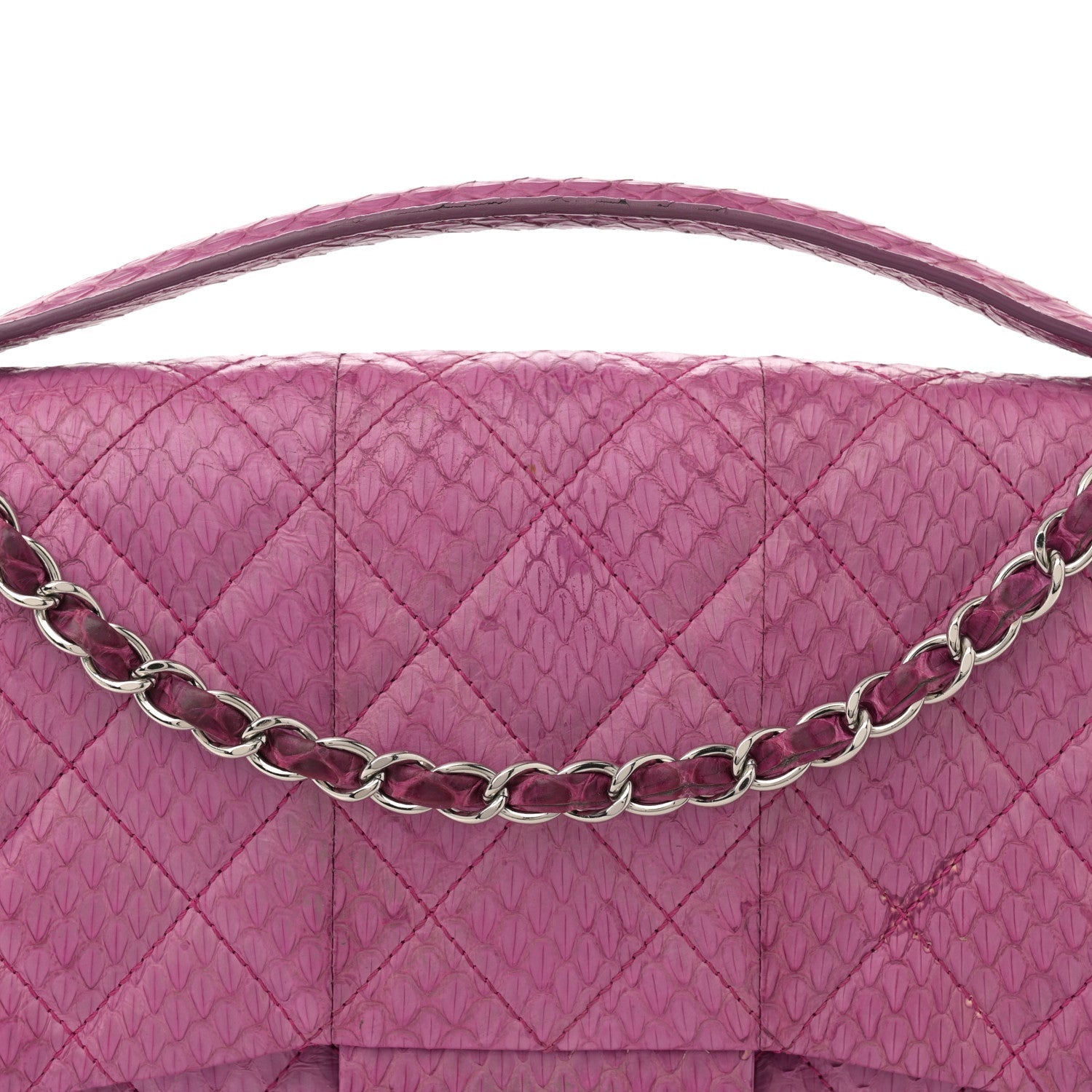 Elaphe Snakeskin Quilted Jumbo Easy Carry Flap Purple