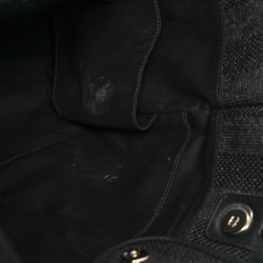 Mixed Fibers Calfskin Striped Medium Deauville Black