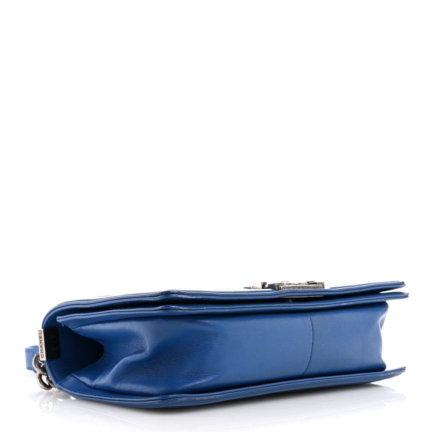 Calfskin Chevron Quilted Medium Boy Flap Blue