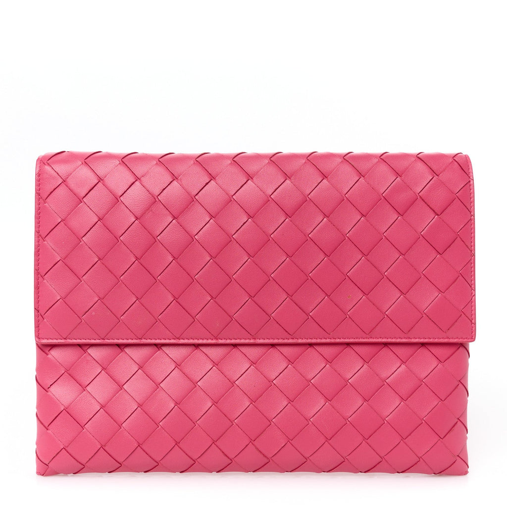 Nappa Intrecciato Flap Pouch Cranberry