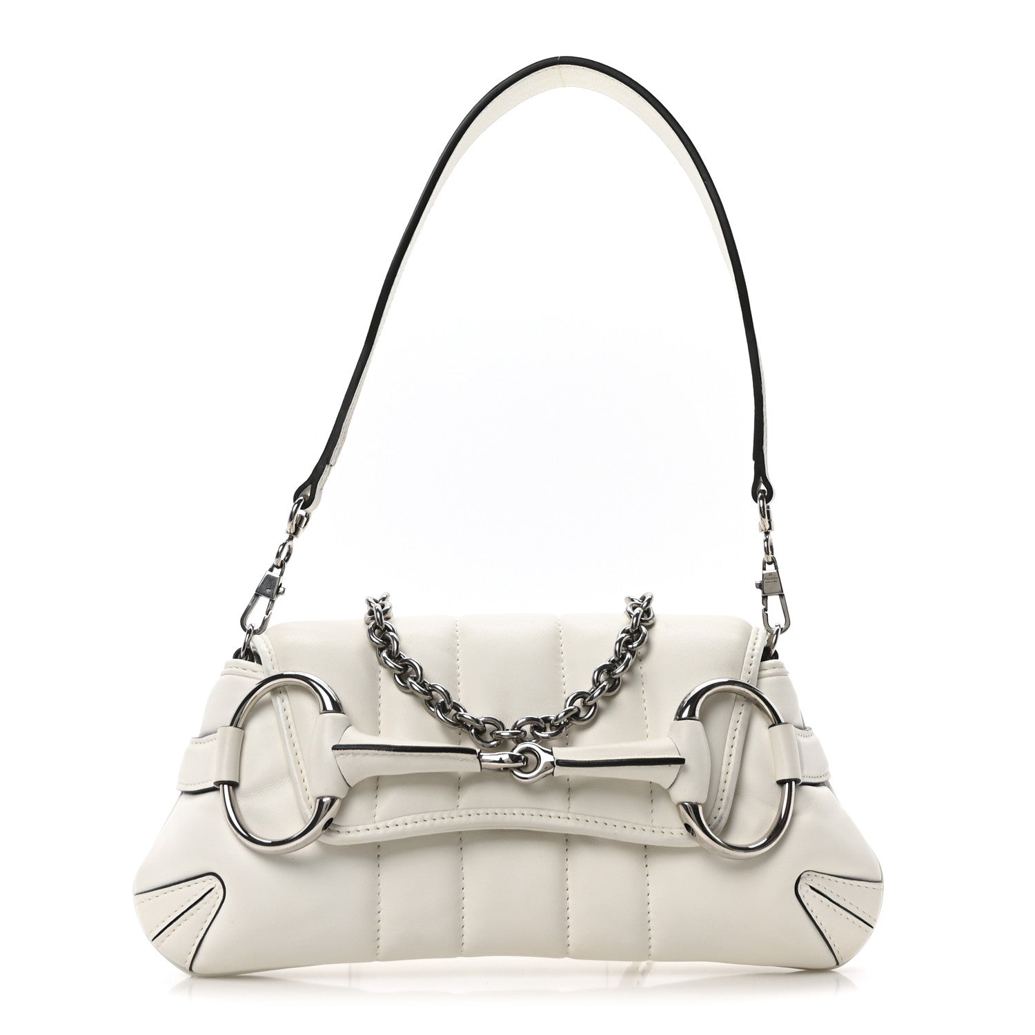 Nappa Vertical Matelasse Small Maxi Horsebit Chain Shoulder Bag Great White