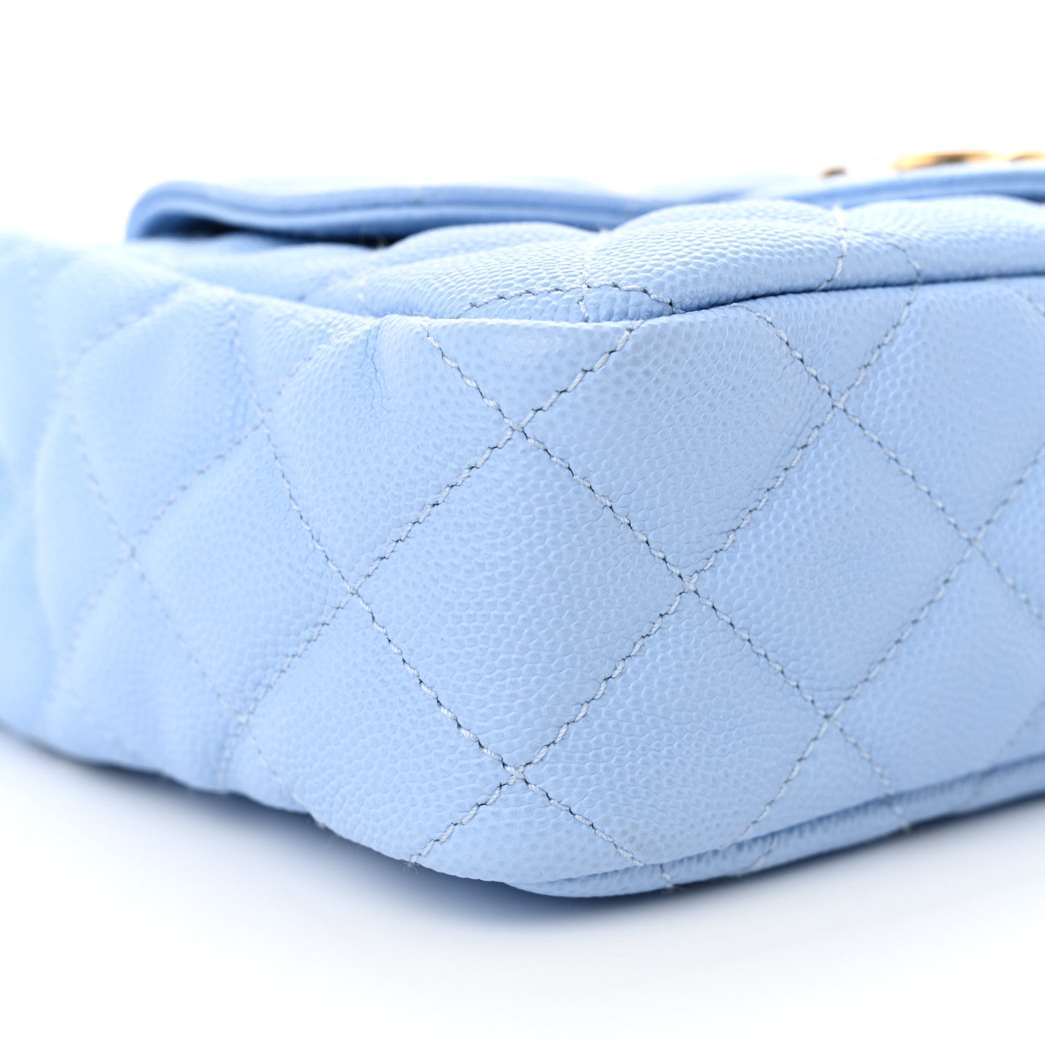 Caviar Quilted Small Wavy CC Hobo Light Blue