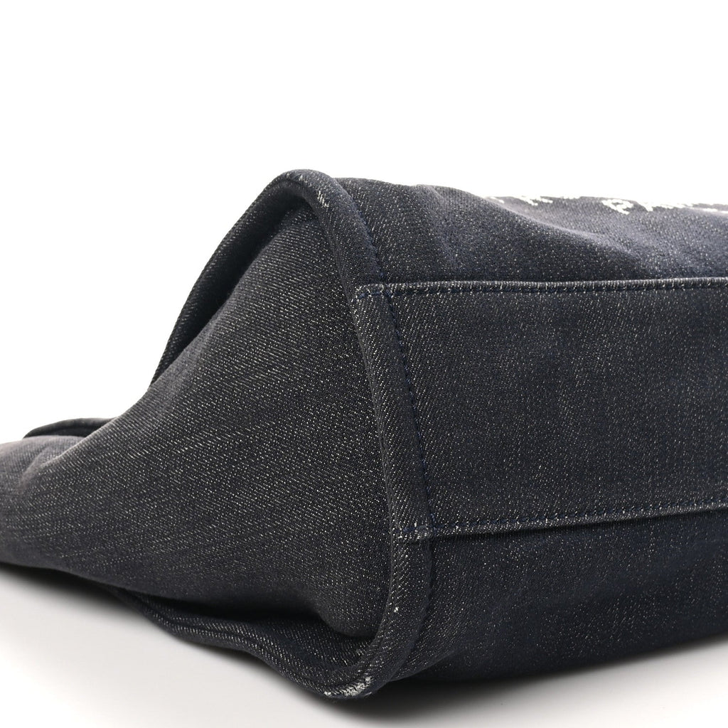Lurex Canvas Small Deauville Tote Navy Blue Gold