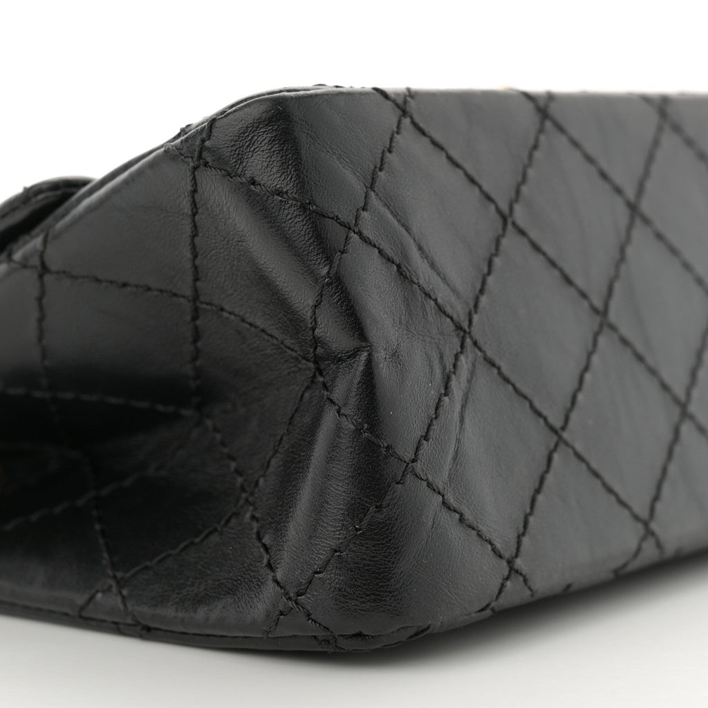 Aged Calfskin Quilted 2.55 Reissue Mini Flap Black