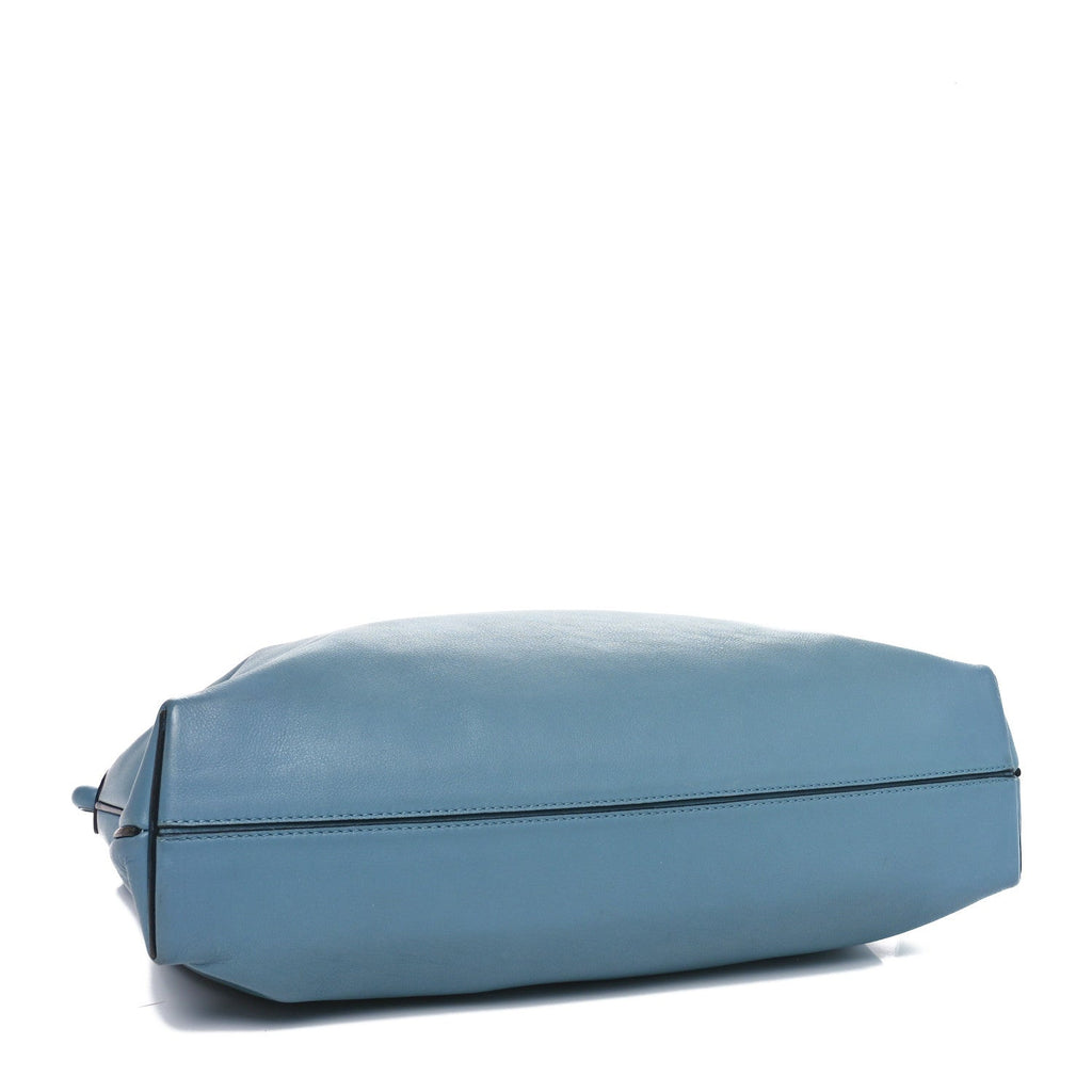 Calfskin Small Flamenco Knot Hobo Stone Blue