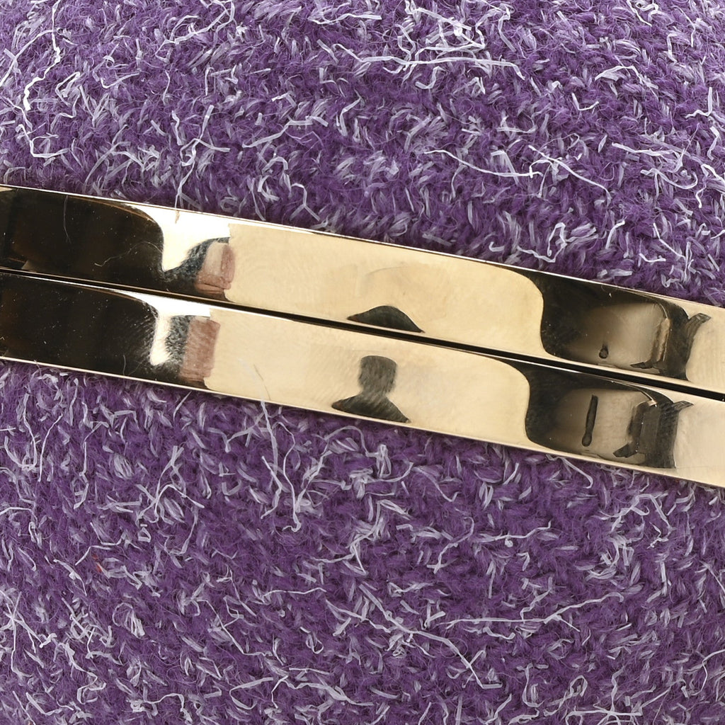 Tweed Minaudiere Round Chain Clutch Purple