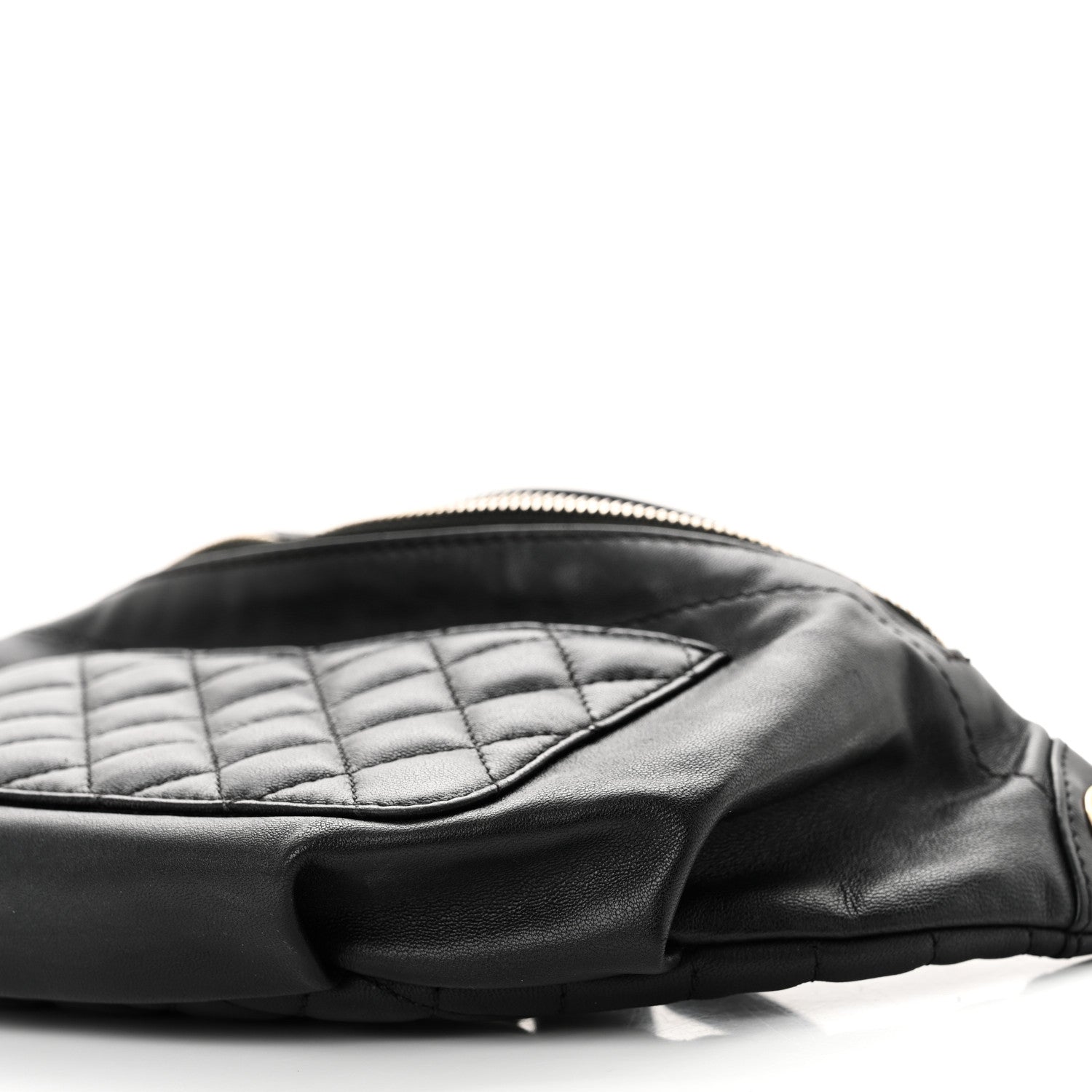 Lambskin Quilted Waist Bag Fanny Pack Black