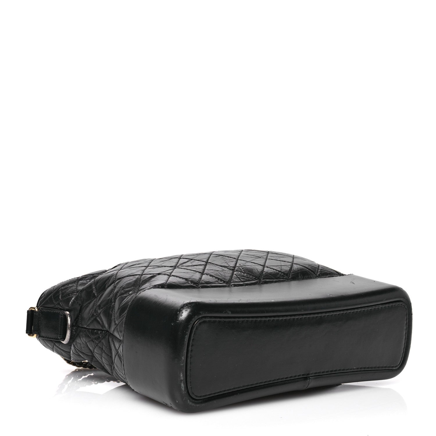 Aged Smooth Calfskin Quilted Large Gabrielle Logo Hobo Black