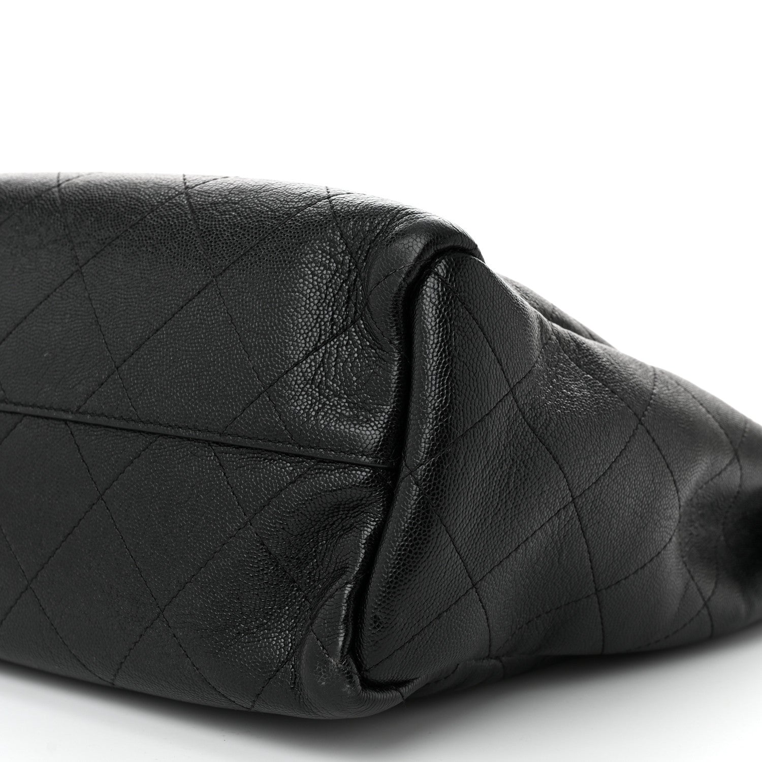 Caviar Stitched Medium Lady Coco Shopping Tote Black