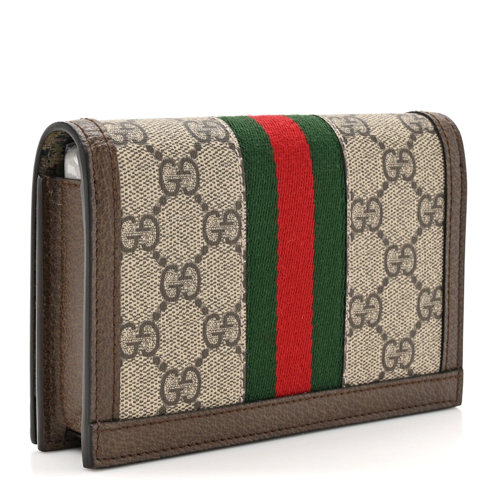 GG Supreme Monogram Web Ophidia Double Playing  Case Beige New Acero