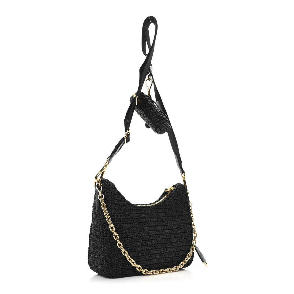 Yarn Raffia Effect Crochet Re-Edition 2005 Shoulder Bag Black