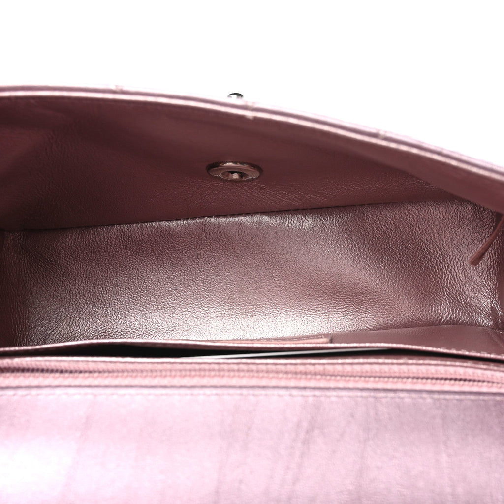 Metallic Calfskin Quilted Mini Rectangular Flap Pink