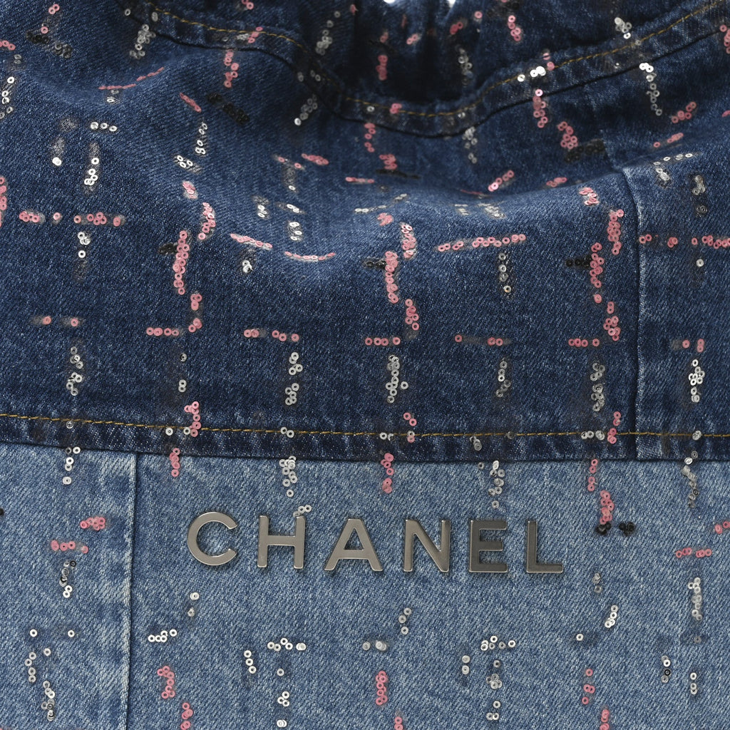 Denim Sequin Chanel 22 Blue
