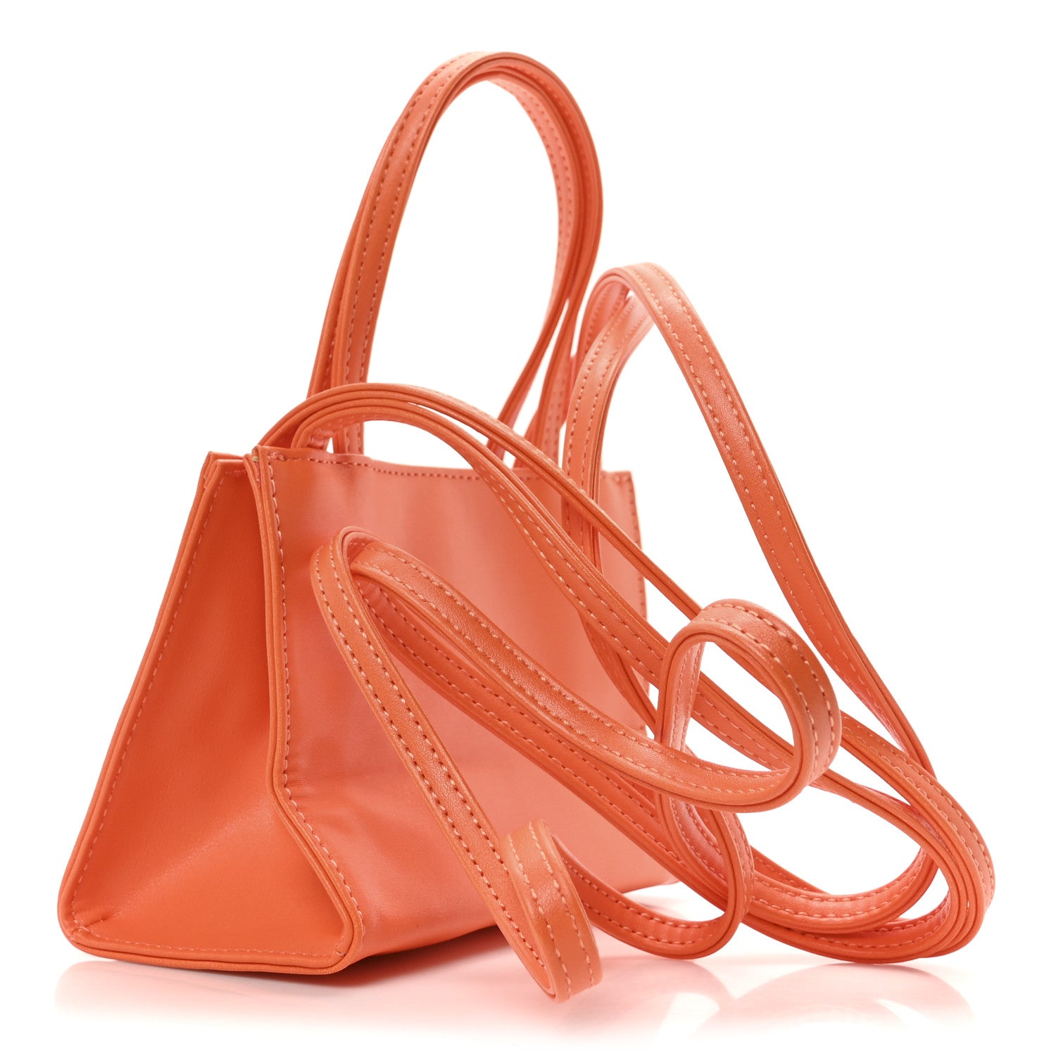 Vegan Leather Small Shopping Bag Orange