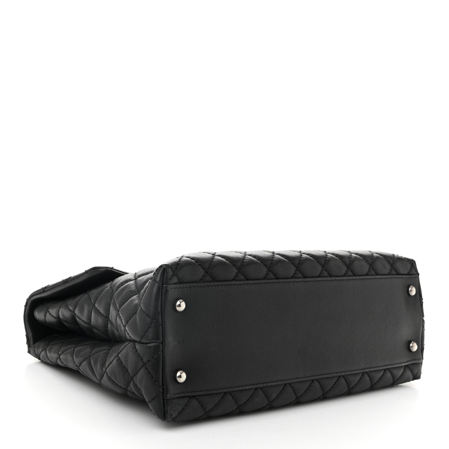Caviar Lizard Quilted Large Coco Handle Flap Grey