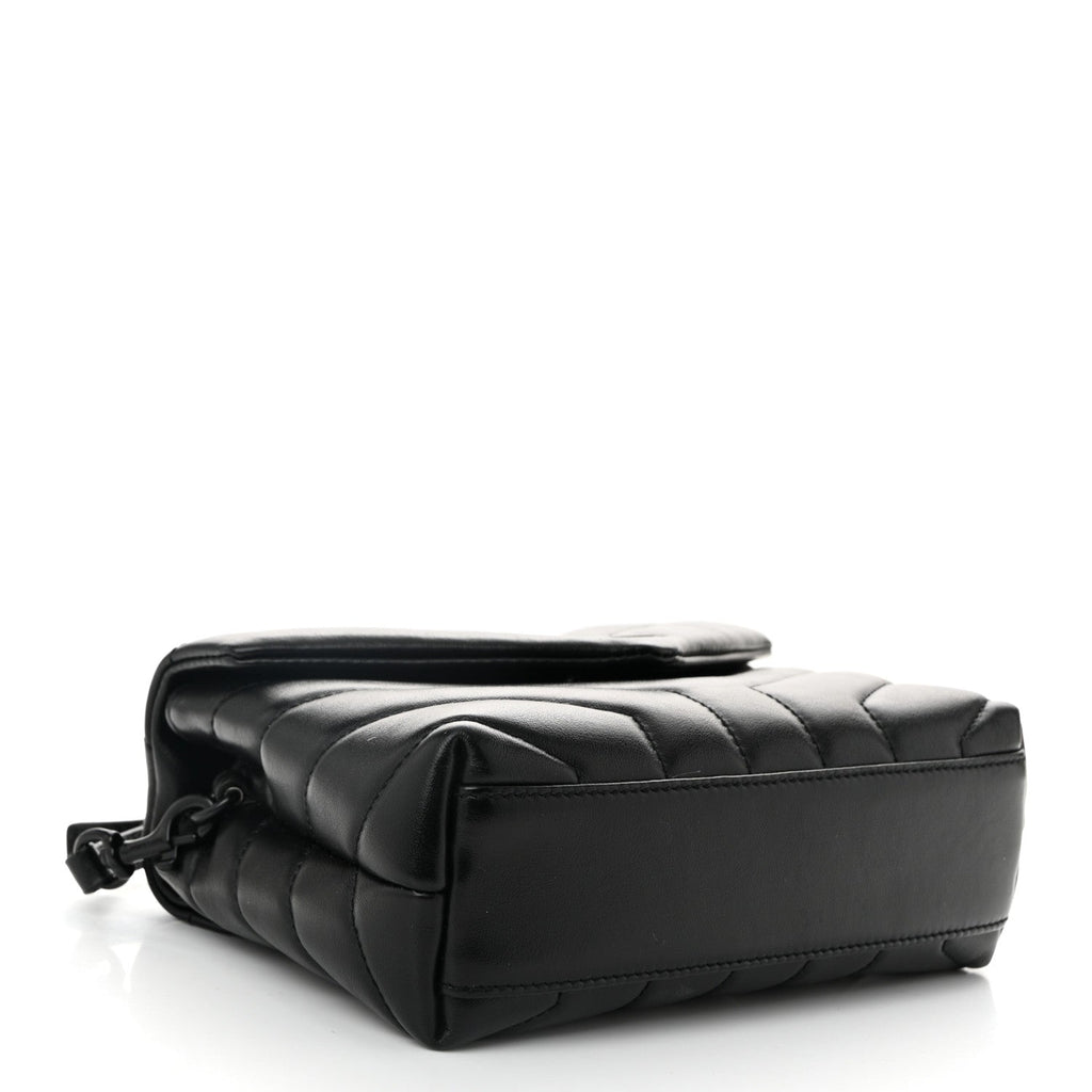 Calfskin Y Quilted Monogram Monochrome Toy Loulou Crossbody Bag Black