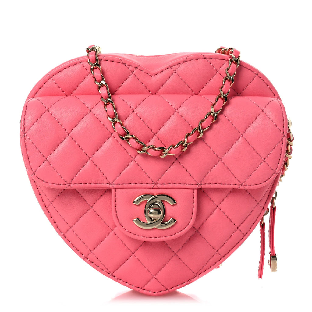 Lambskin Quilted CC In Love Heart Bag Pink