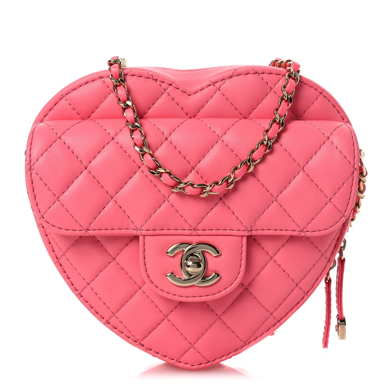 Lambskin Quilted CC In Love Heart Bag Pink