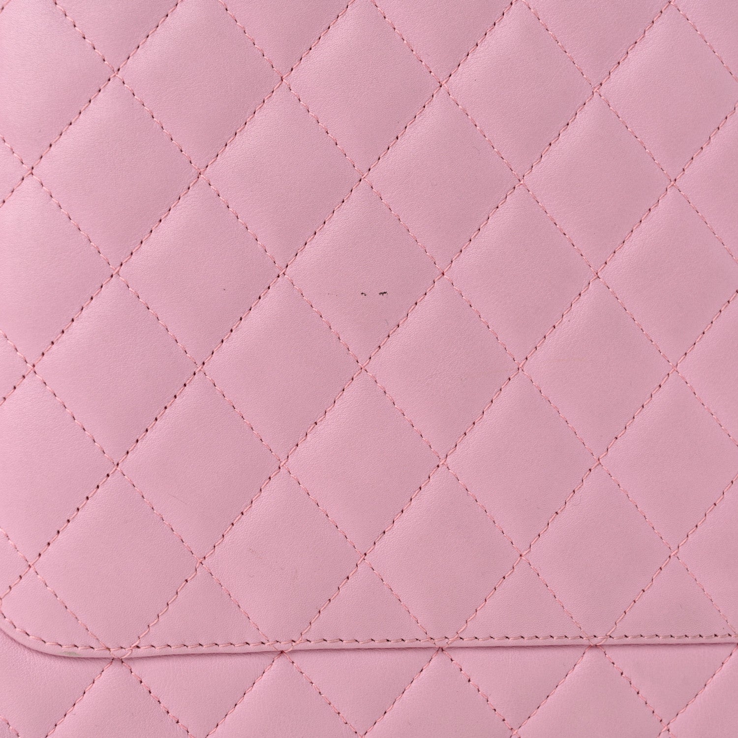 Calfskin Quilted Cambon Flat Tote Pink Black