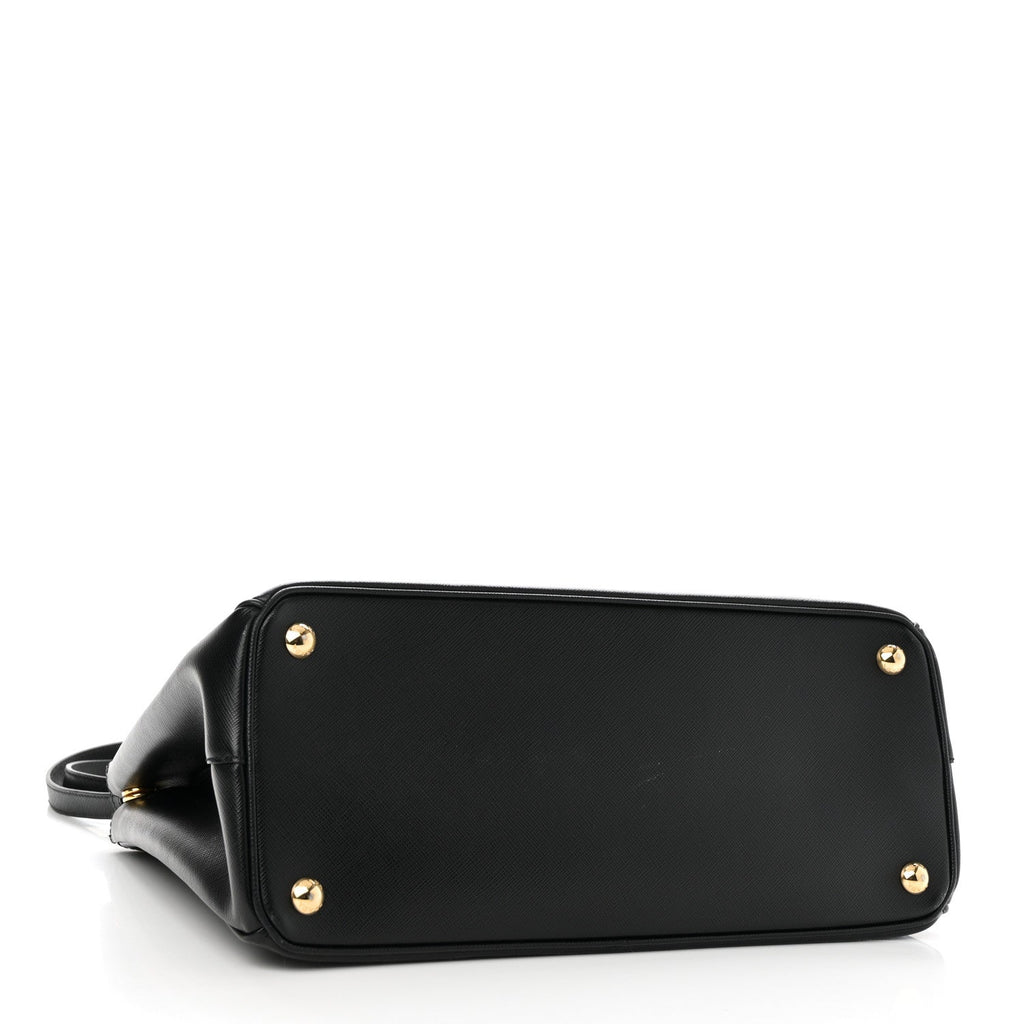 Saffiano Lux Large Galleria Double Zip Tote Black