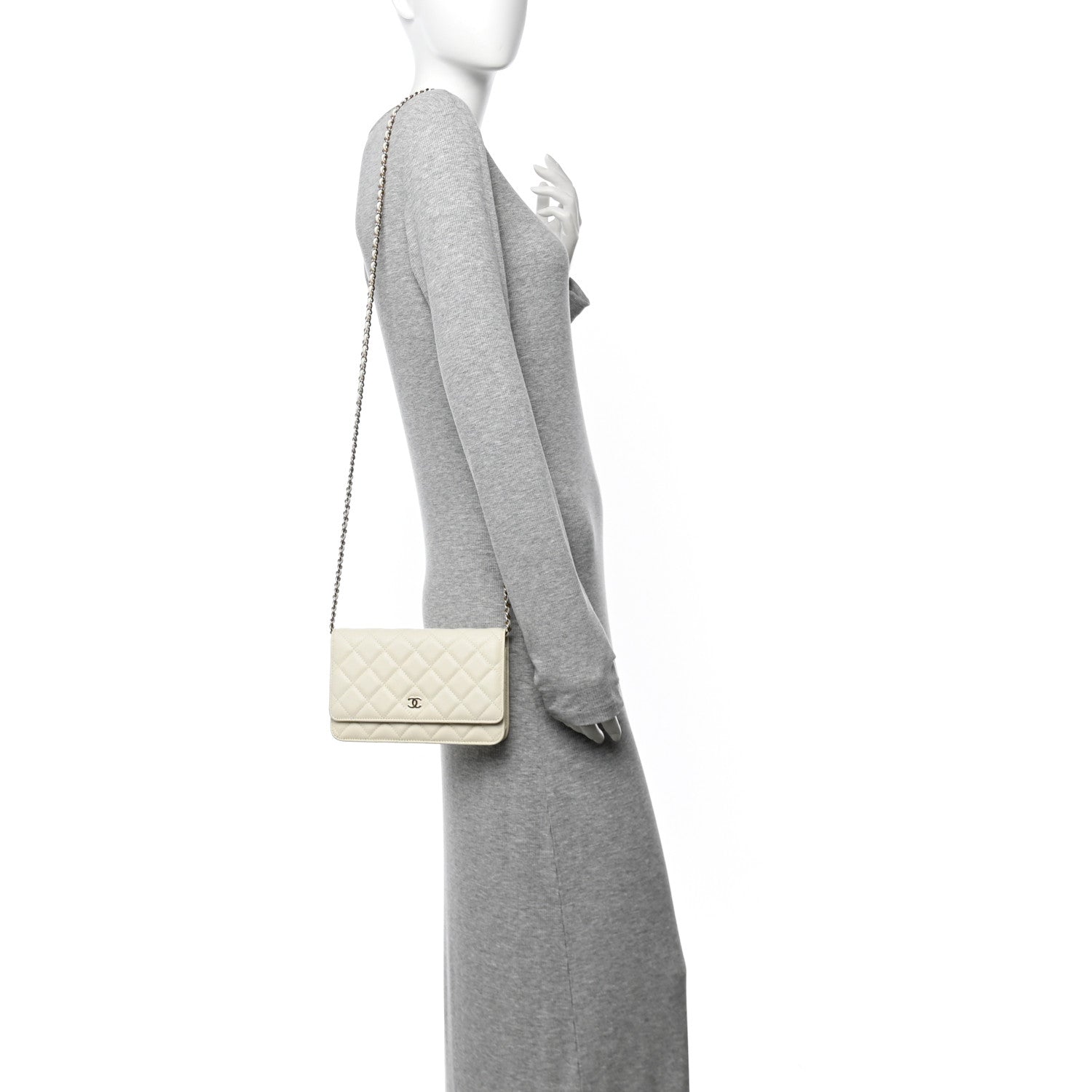 Caviar Quilted Wallet On Chain WOC White