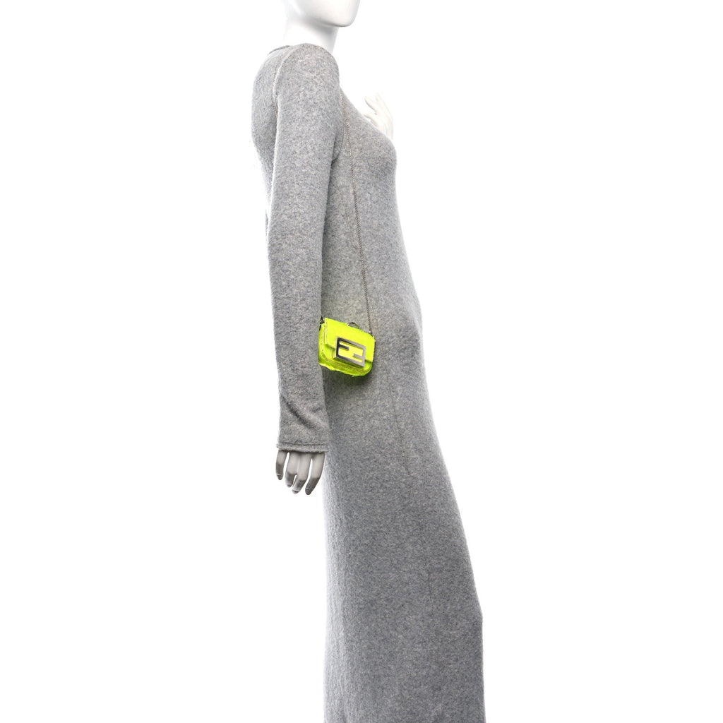Transparent Paillettes Vitello King Nano Maxi Buckle Baguette Charm Yellow Fluo