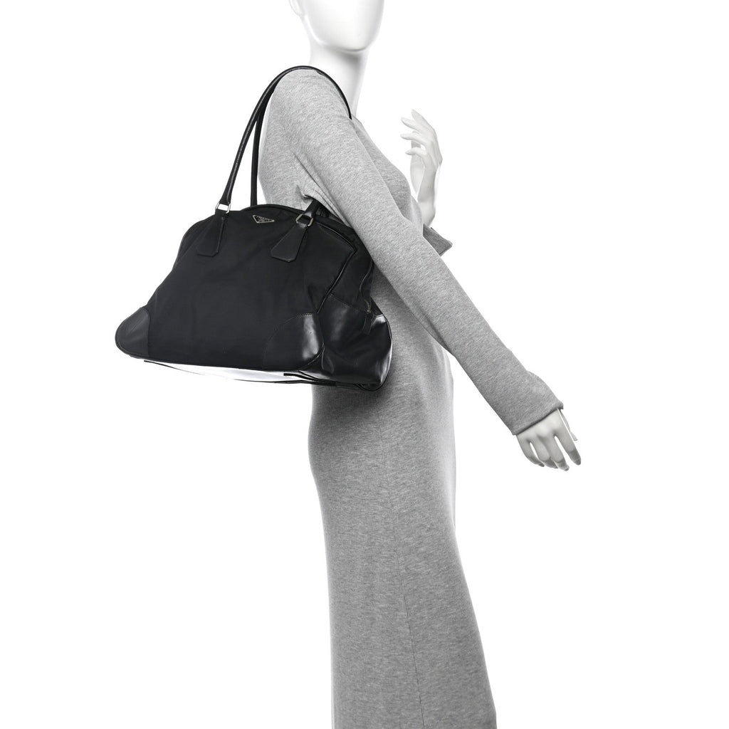 Tessuto Nylon Soft Calfskin Tote Black