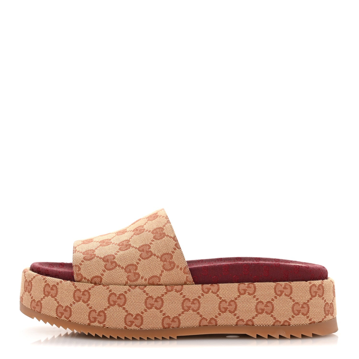 Canvas GG Monogram Angelina Platform Slide Sandals 40 Beige Ruggine