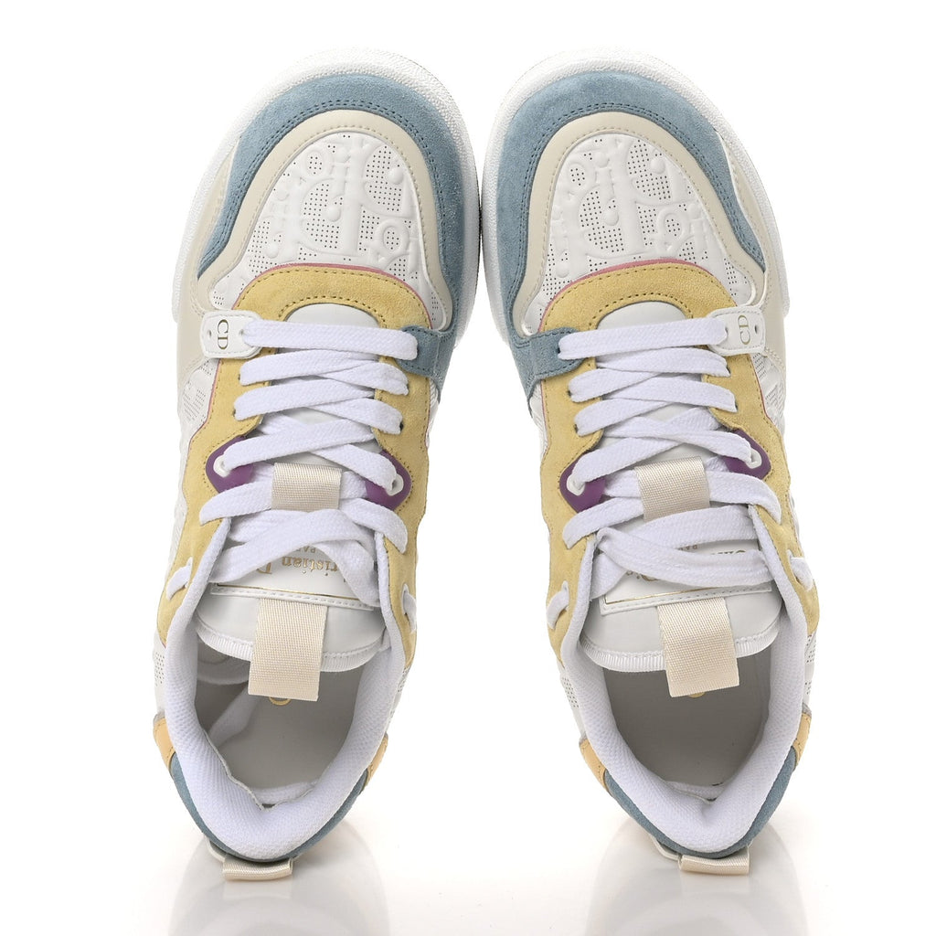 Calfskin Oblique Laser Perforated Dior One Low Sneakers 37.5 White Multicolor