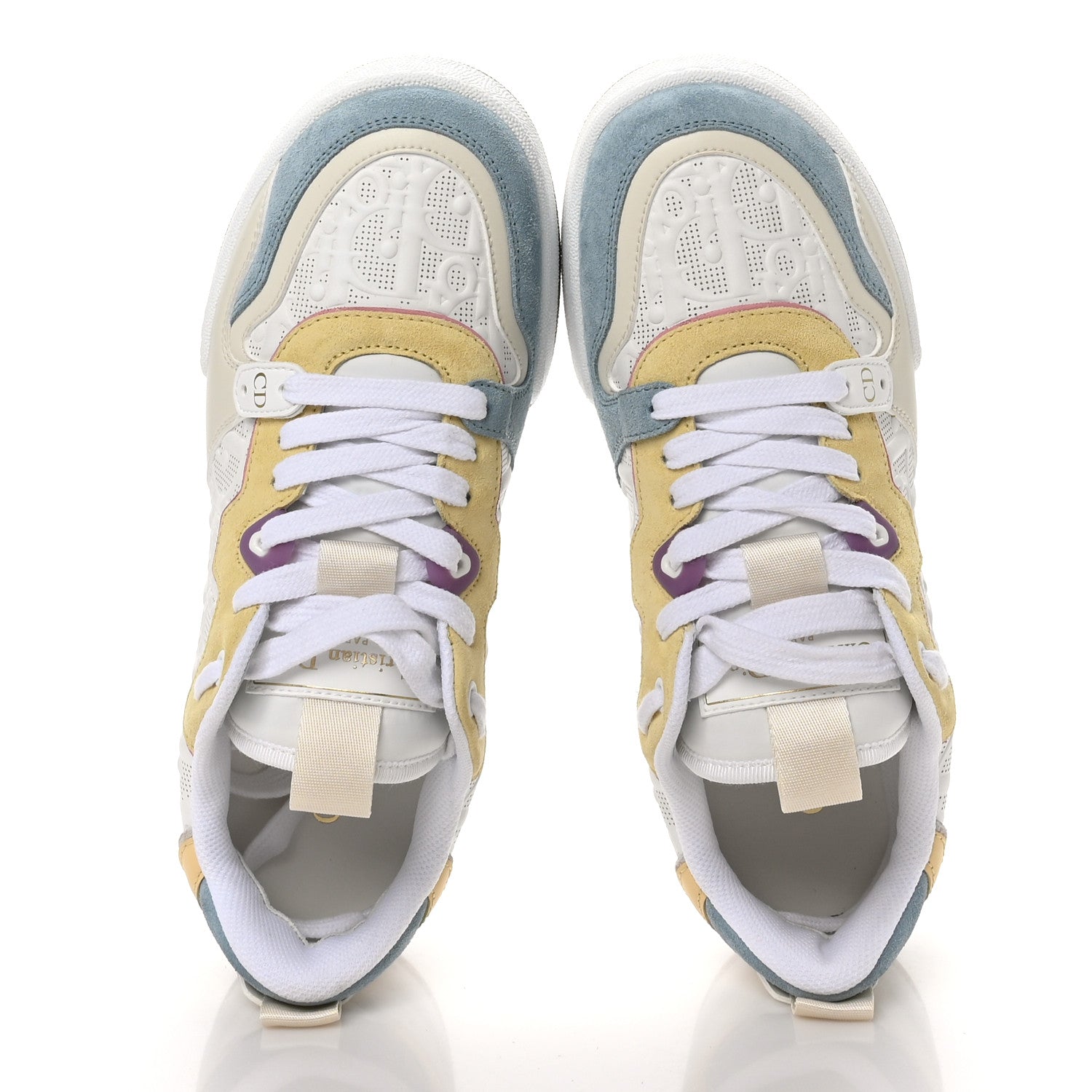 Calfskin Oblique Laser Perforated Dior One Low Sneakers 37.5 White Multicolor
