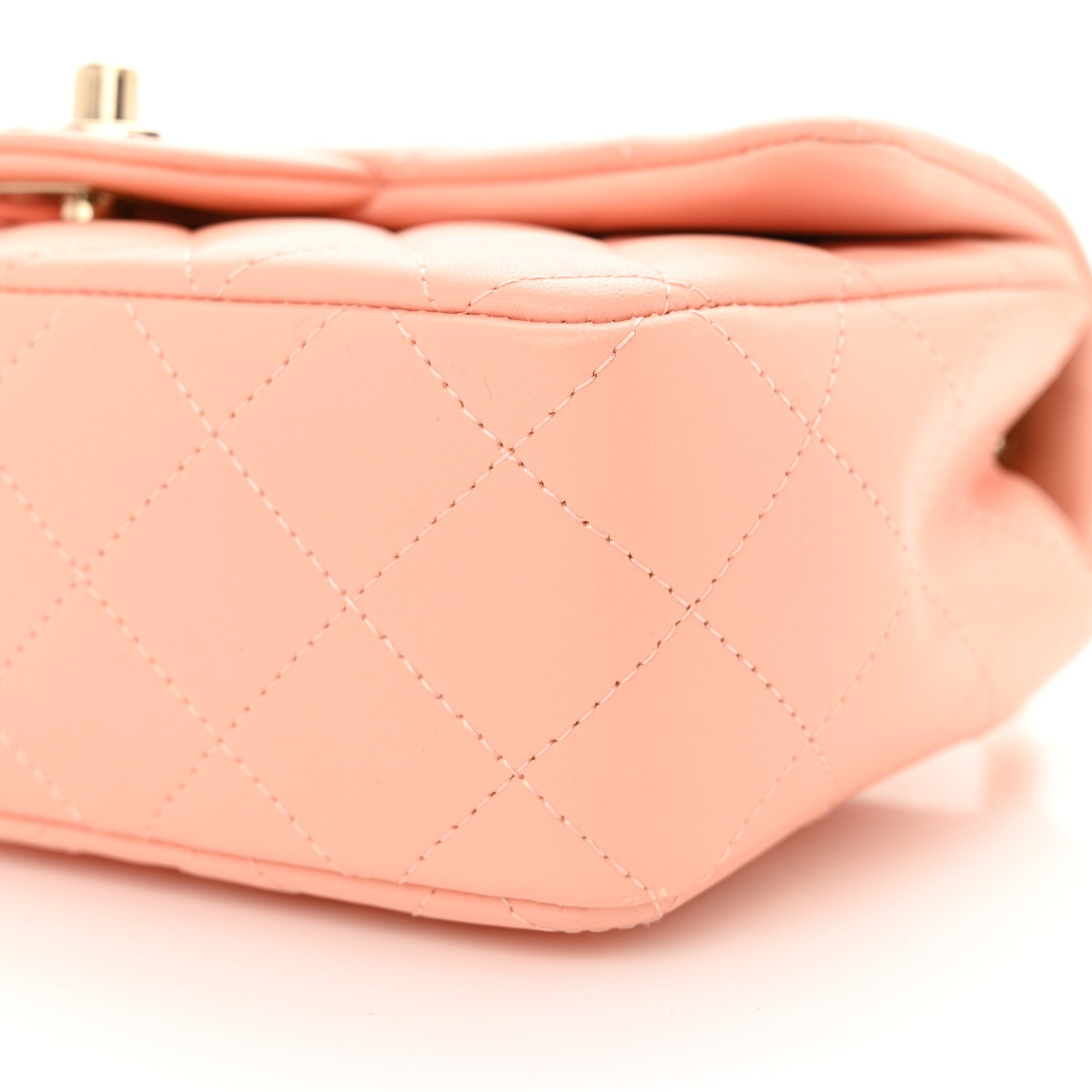 Lambskin Quilted Mini Rectangular Flap Light Pink