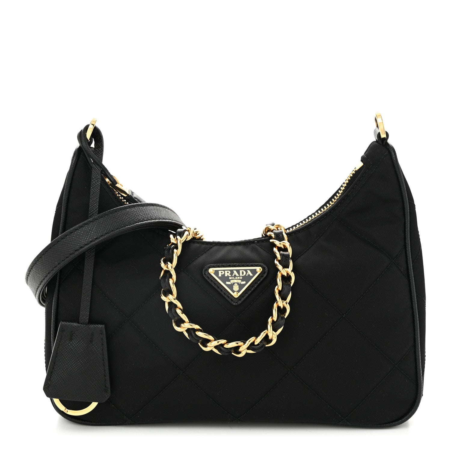 Re-Nylon Saffiano Stitched Mini Re-Edition 1995 Chaine Shoulder Bag Black