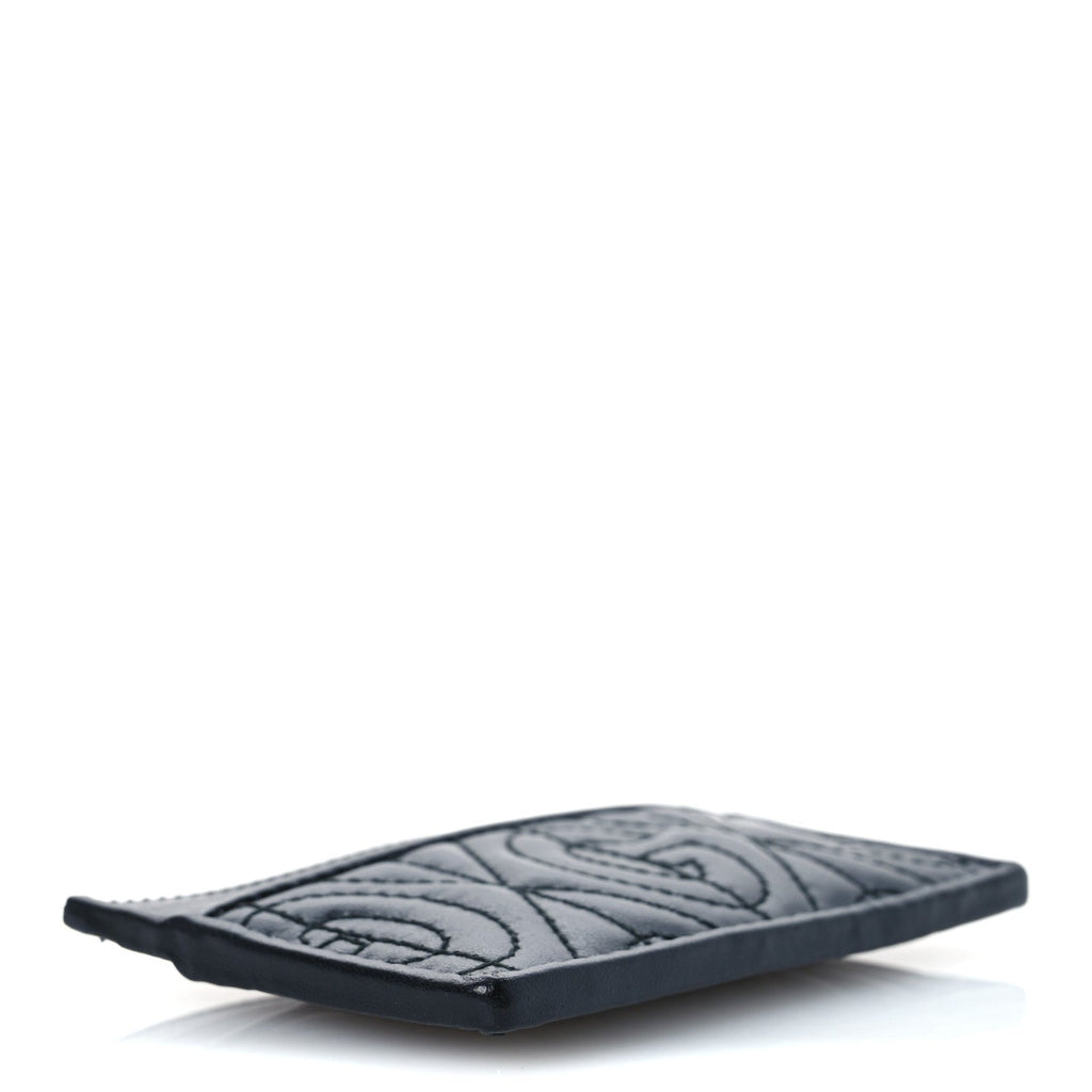 Calfskin G Rhombus Quilted  Holder Black