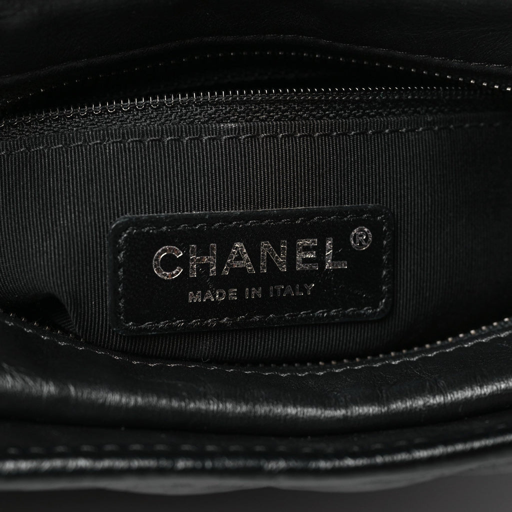 Aged Calfskin Chevron Quilted Small Gabrielle Hobo So Black