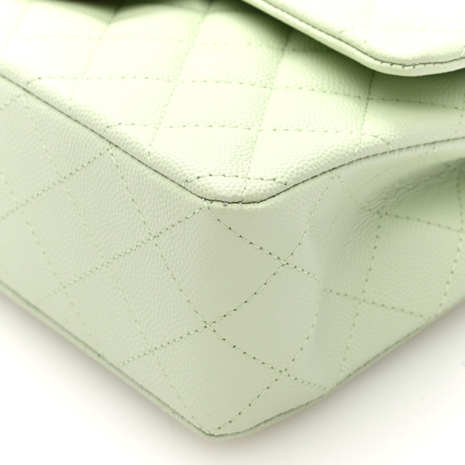 Caviar Quilted Small Double Flap Light Green